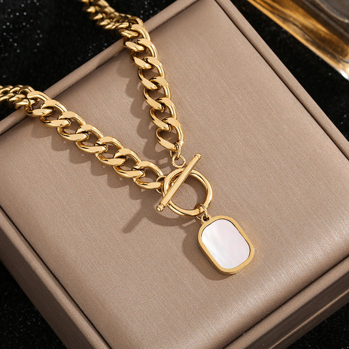 Wholesale High-grade ing Chain Imitation White Mother Pendant Necklace