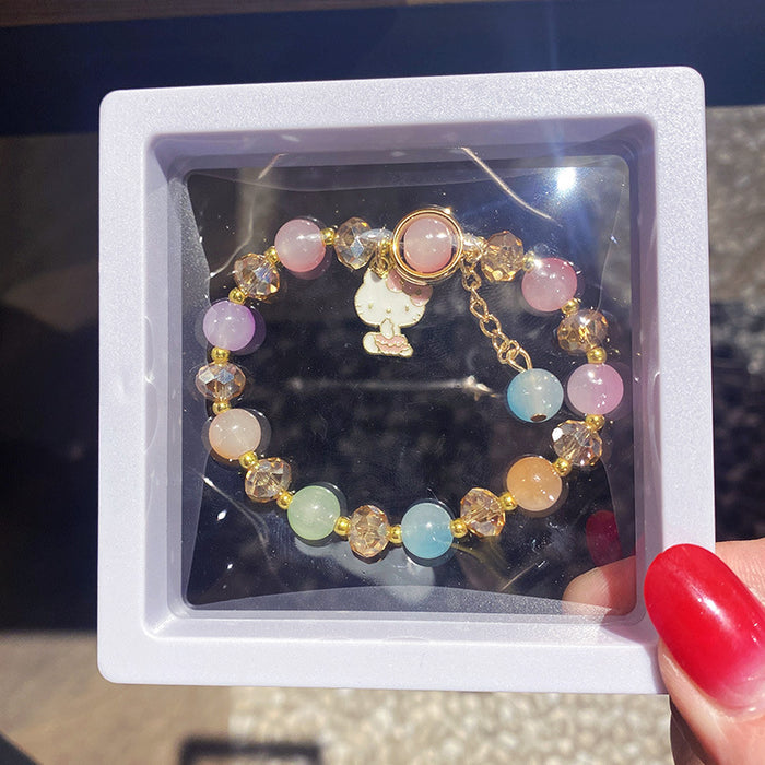 Wholesale Children' s Crystal Beaded Double Color Glaze Bracelet