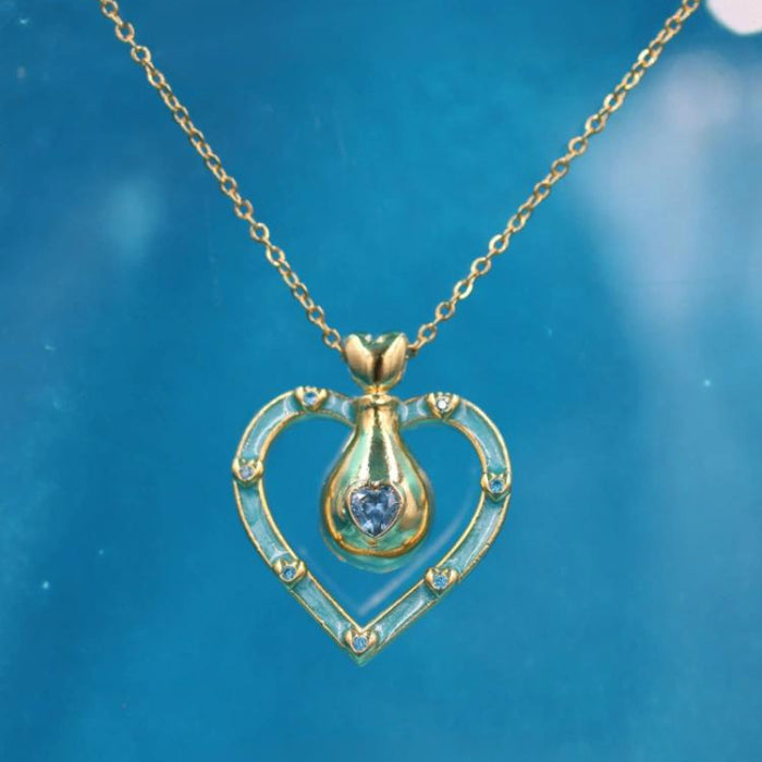Wholesale Quicksand Bottle Zircon Necklace Pentagram Heart Fairy Tale Style