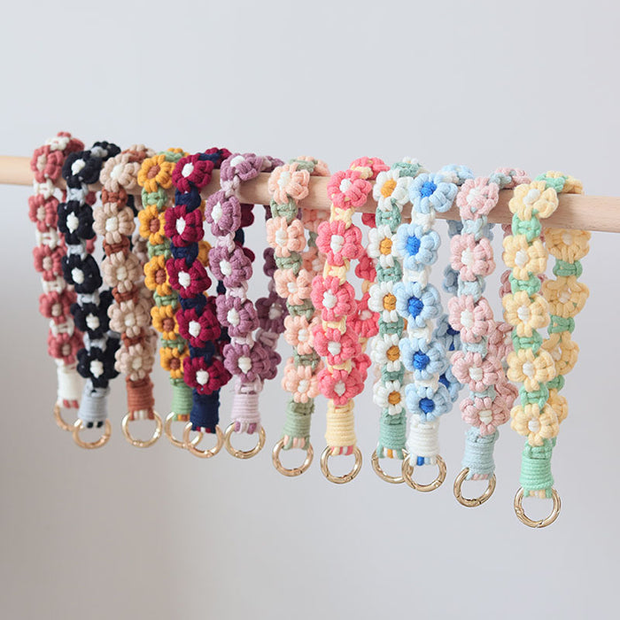 Wholesale Woven Daisy Cotton Rope Keychains