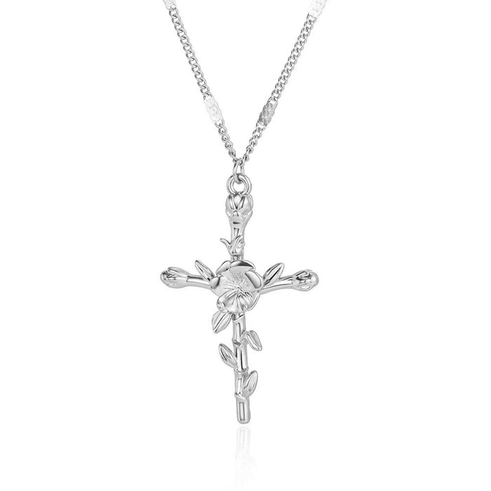 Wholesale Micro inlaid zircon cross pendant necklace collarbone chain jewelry