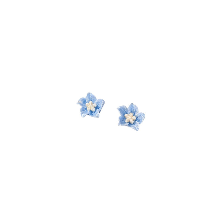 Wholesale Blue flower earrings with exquisite temperament, compact and versatile earrings and earrings