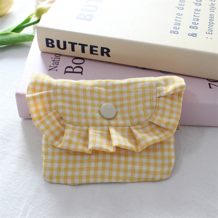 Wholesale Gingham Plaid Flap Pouch Card Holder Wallet For Women Portable Purse For Everyday Use Home Storage