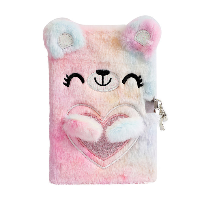 Wholesale Cute Cartoon Bear Plush Tie-Dye Notebook A5 Diary for Girls Gift MOQ≥2
