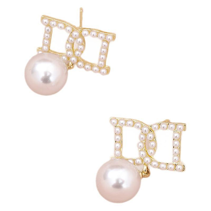 Wholesale Letter Double D Pearl Earrings Women's  Ear Stud Earrings