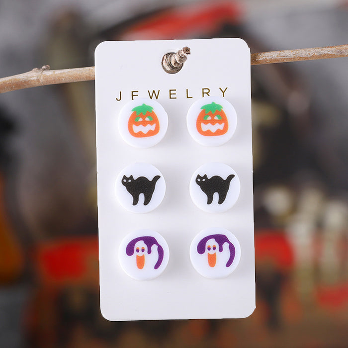 Wholesale  Ghost Black Cat Pumpkin Acrylic Earring Set Jewelry Accessory Gift