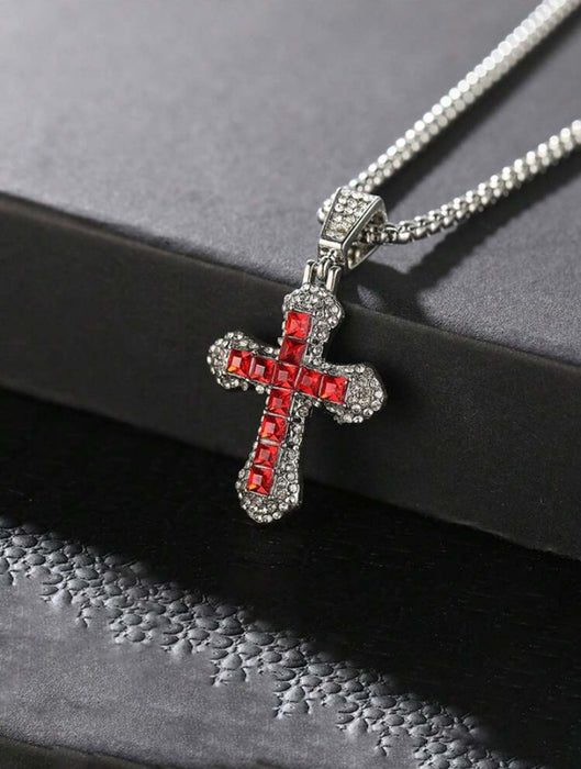 Wholesale Long necklace with Diamond-Accented Cross Pendant
