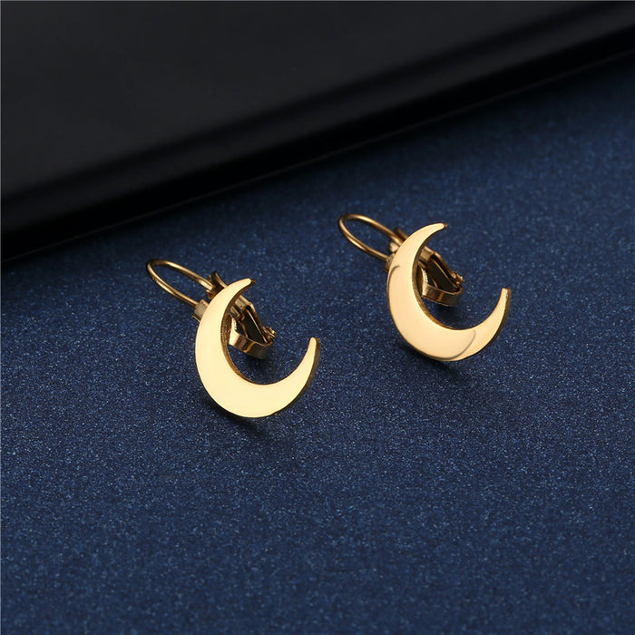 Wholesale Stainless steel ear buckle and steel decoration, simple gold smooth crescent earrings