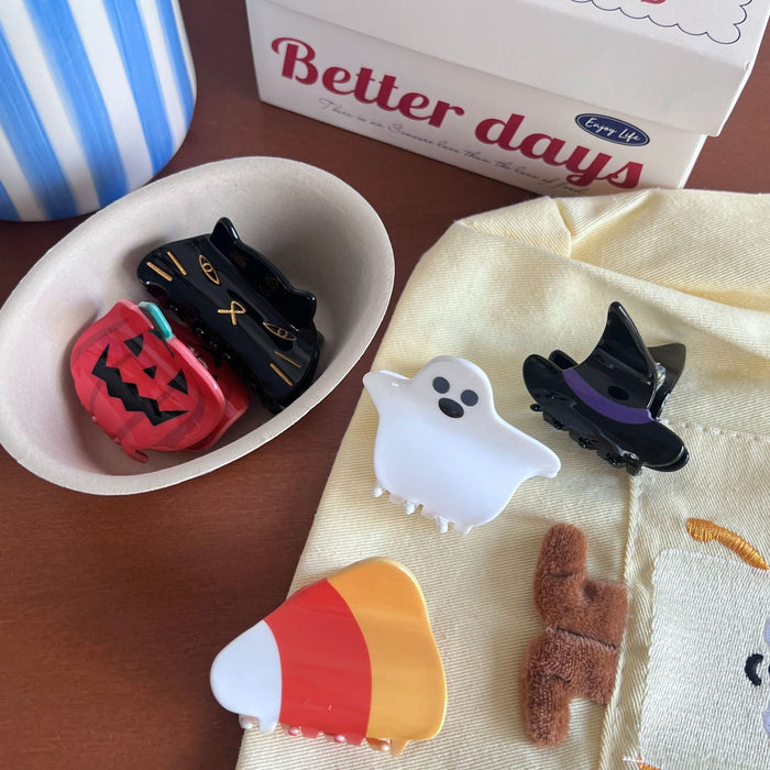 Wholesale Acrylic  series cartoon funny hair clip ghost pumpkin hair clip head bun hairpin hair accessories for women