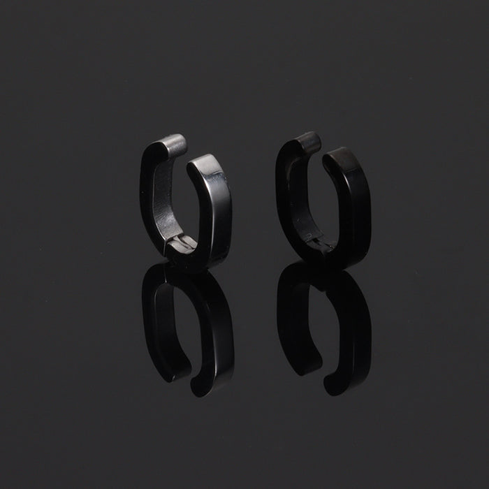 Wholesale Cross border minimalist three-dimensional triangular earrings with ear clips, no ear holes, smooth ear buckles made of titanium steel