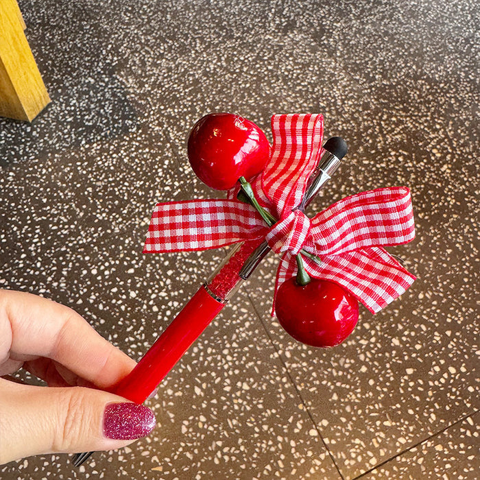 Wholesale Cartoon Cherry Bow Gel Pen for Students and Office Workers Cute Gel Pen