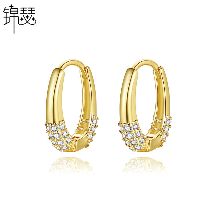 Wholesale Micro inlaid ear buckle new style simple and fashionable copper inlaid zircon ear buckle earrings