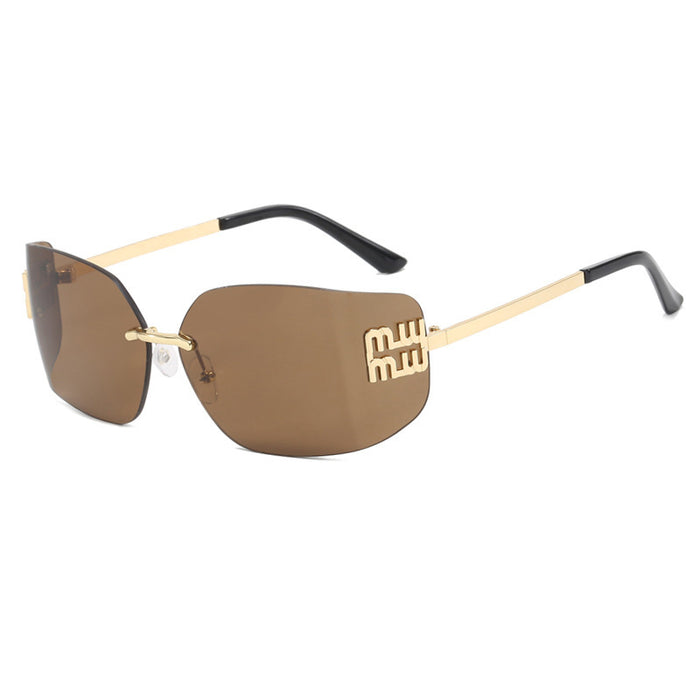 Wholesale Sunglasses curved integrated frameless cut edge sunglasses