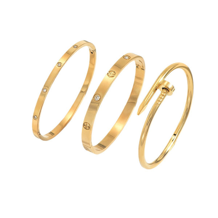 Wholesale Women S Four Leaf Clover Stainless Steel Bracelet Simple Fashion Commute 18K Gold Plated Jewelry Accessory