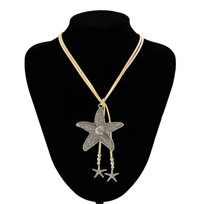 Wholesale Conch Symbol Holiday Beach Necklace Bohemian Starfish Pendant Exaggerated Ocean Mermaid Necklace