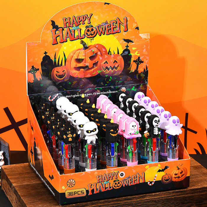 Wholesale 36pcs  four-color ballpoint pen mini cute cartoon series color pen student stationery gift pen