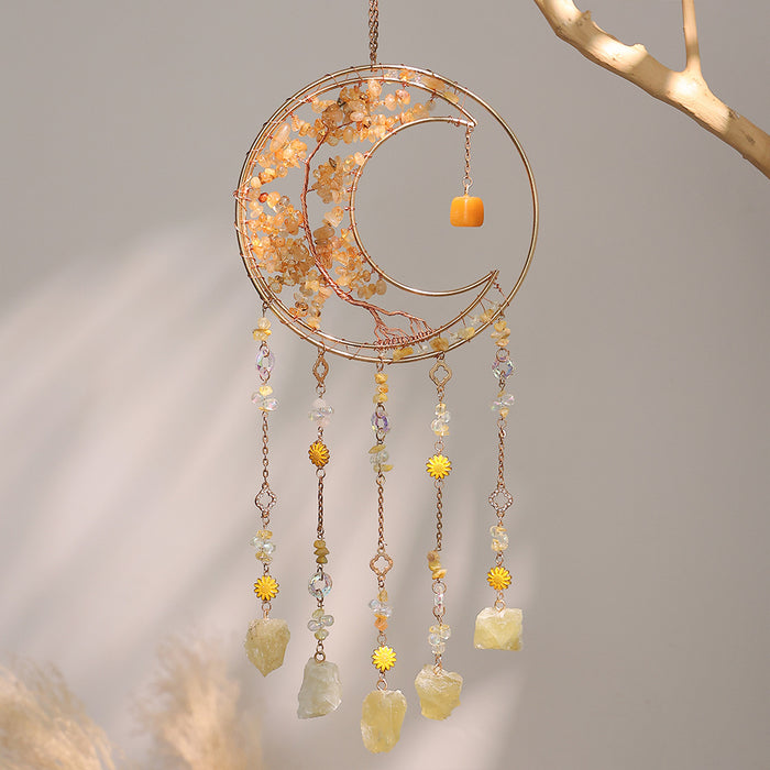 Wholesale Tree of Life Sun Catcher Colorful Crushed Stone Crysta Window Decorative Wind Chime