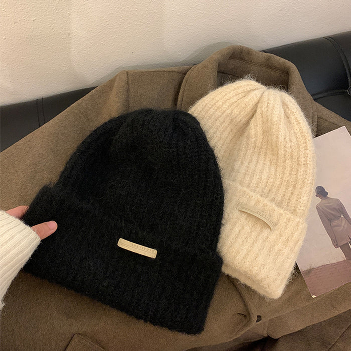 Wholesale Wool autumn and winter wool pile hat big head circumference versatile casual cold hat warm hat couple ear protection knitted hat