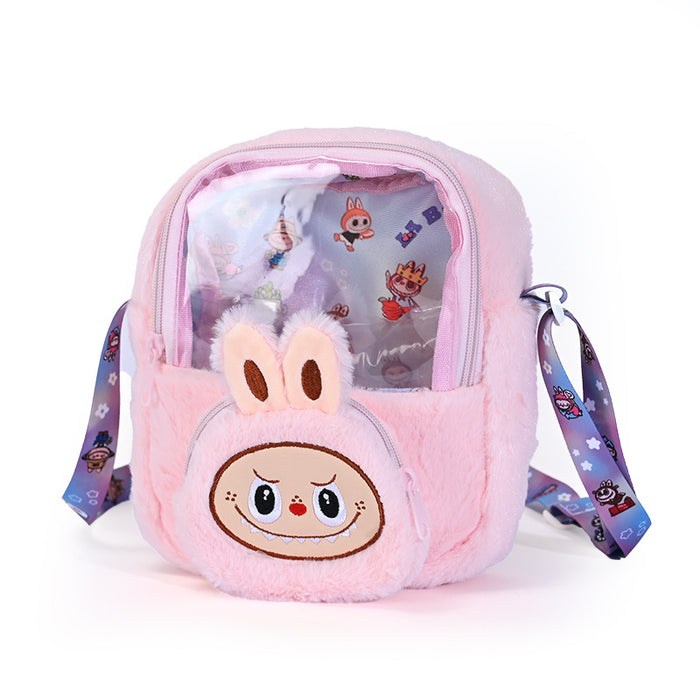 Wholesale Transparent Visible Plush Cartoon Doll Crossbody Bag and Backpack