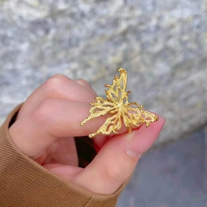 Wholesale Green butterfly open ring niche versatile ring