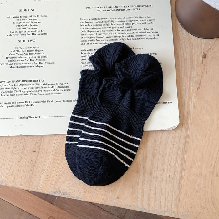 Wholesale Socks, striped short tube boat socks, low cut, sweat absorbing, breathable, invisible sports socks, cotton