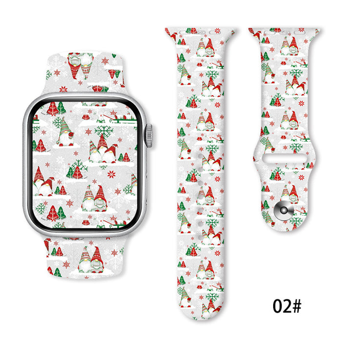 Wholesale Cartoon Christmas Silicone Strap Suitable for Apple Watch Strap JDC-WD-NuoQi005