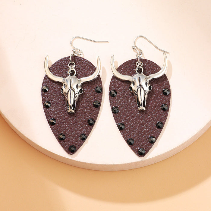 Wholesale Earrings Diamond-encrusted Vintage Ethnic Style Pendant Earrings NiuTau