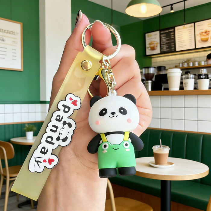 Wholesale Silicone PVC Panda Keychain Cute Red Panda Dressed for Car Key Bag Gift Decorative Accessory MOQ≥2