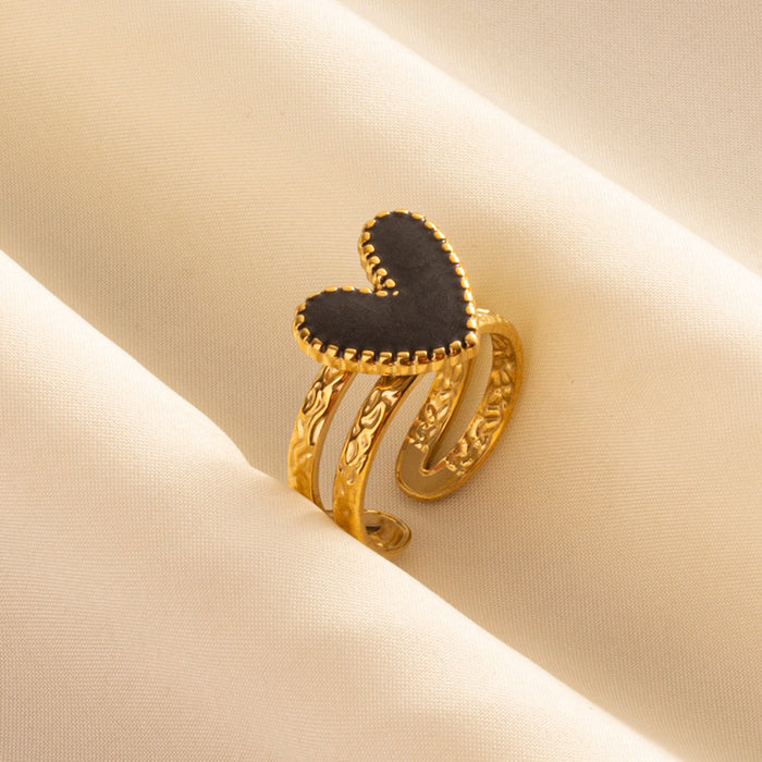 Wholesale Stainless steel fashion versatile heart opening cold style simple ring jewelry