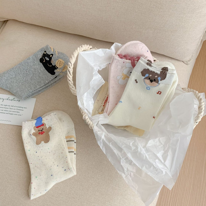 Wholesale New Cute Cartoon Cotton Socks, Mid Tube Socks, Stacked Socks