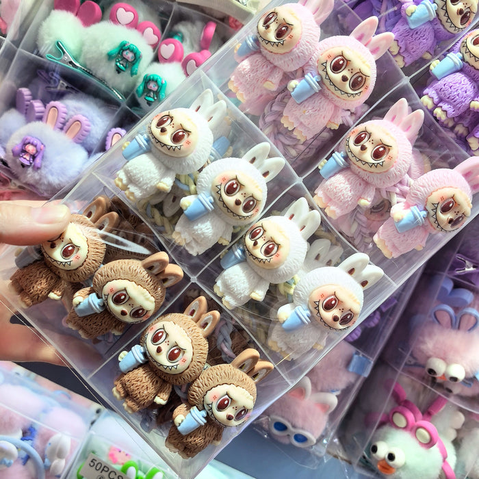 Wholesale 50pcs Cute cartoon doll, children's ponytail headband, rubber band headband