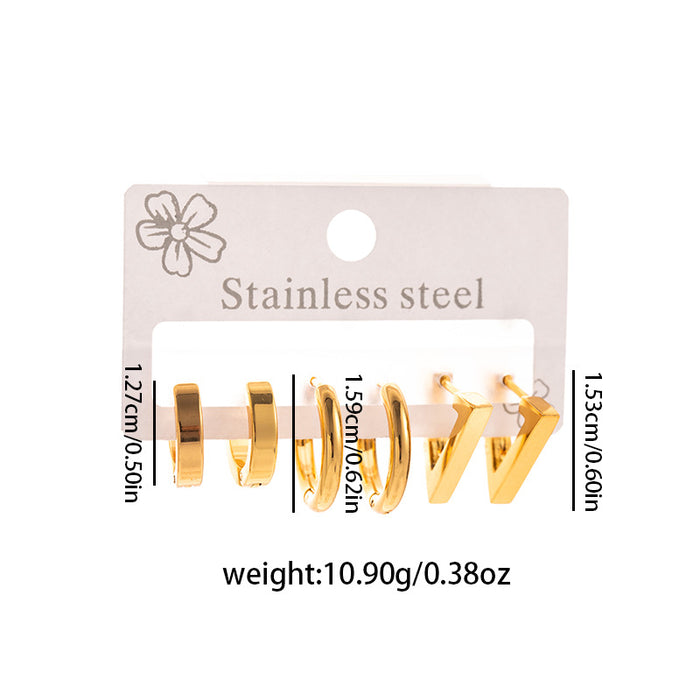 Wholesale Stainless Steel Flower Heart Hoop Earrings Set