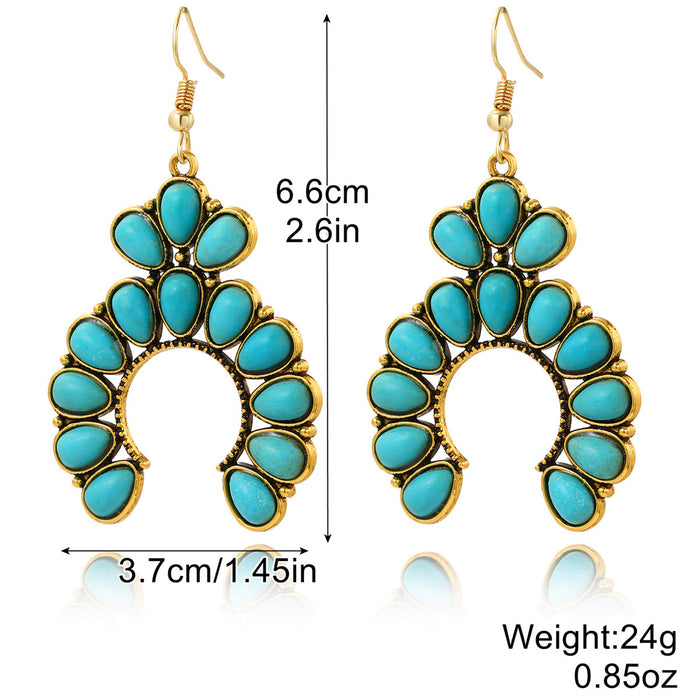 Wholesale Bohemian Retro Vintage Turquoise Earring Set