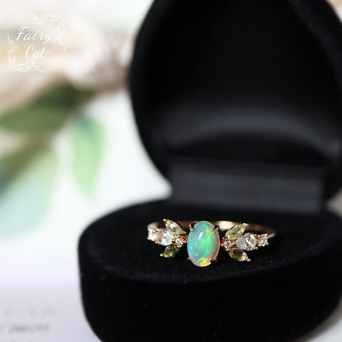 Wholesale Natural white crystal light luxury ring gold-plated ring