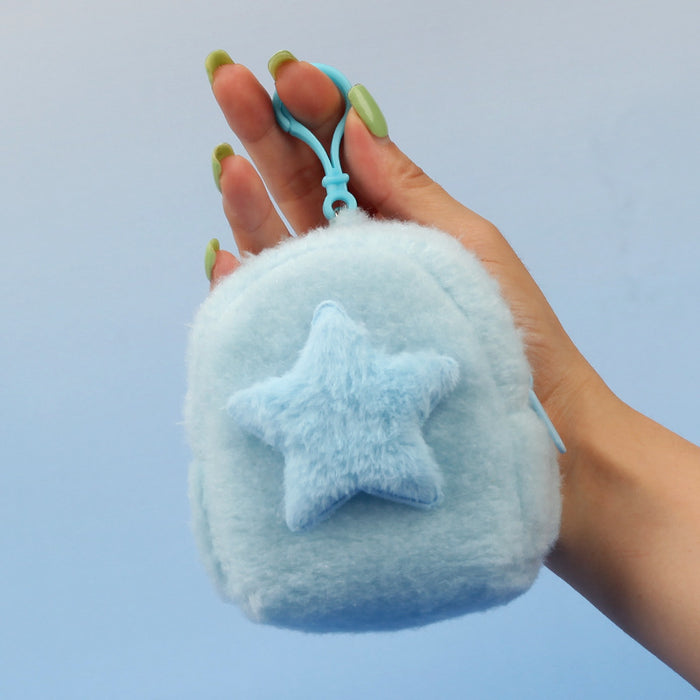 Wholesale Star Shaped Plush Pouch Boutique Coin Purse Earphone Bag Creative Pendant Gift
