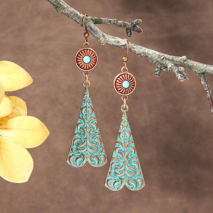 Wholesale Bohemian Geometric Irregular Leaf Metal Earrings Fashion Accessory MOQ≥2