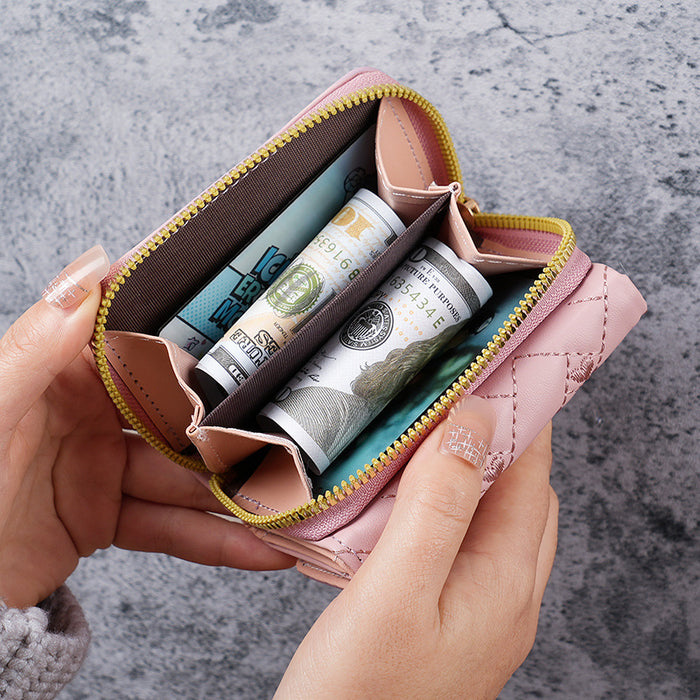 Wholesale Love Embroidery PU Leather Short Wallet Women' s Trendy Fashion Accessory