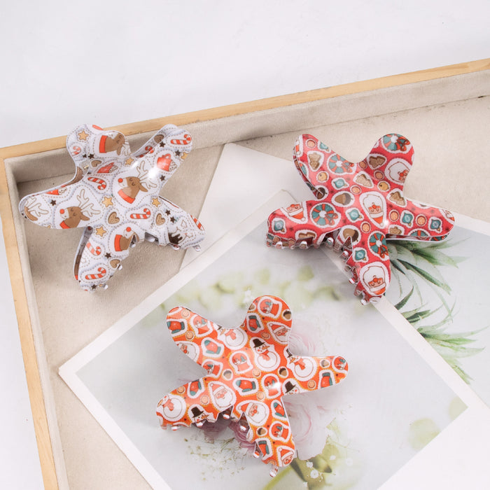 Wholesale Starfish hairpin  gripper Christmas crutch elk snowman shark clip