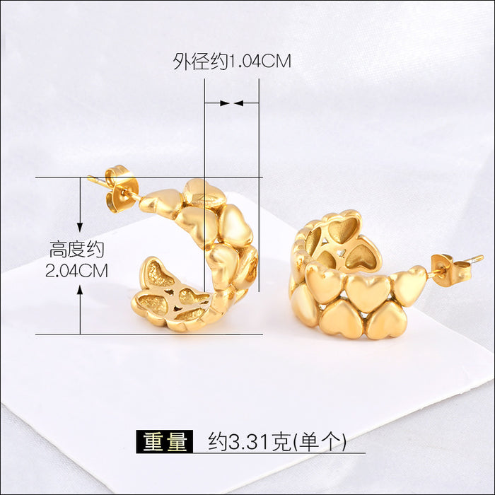 Wholesale Heart-Shaped C-Curve Earrings,  Creative and Unique Ear Accessories