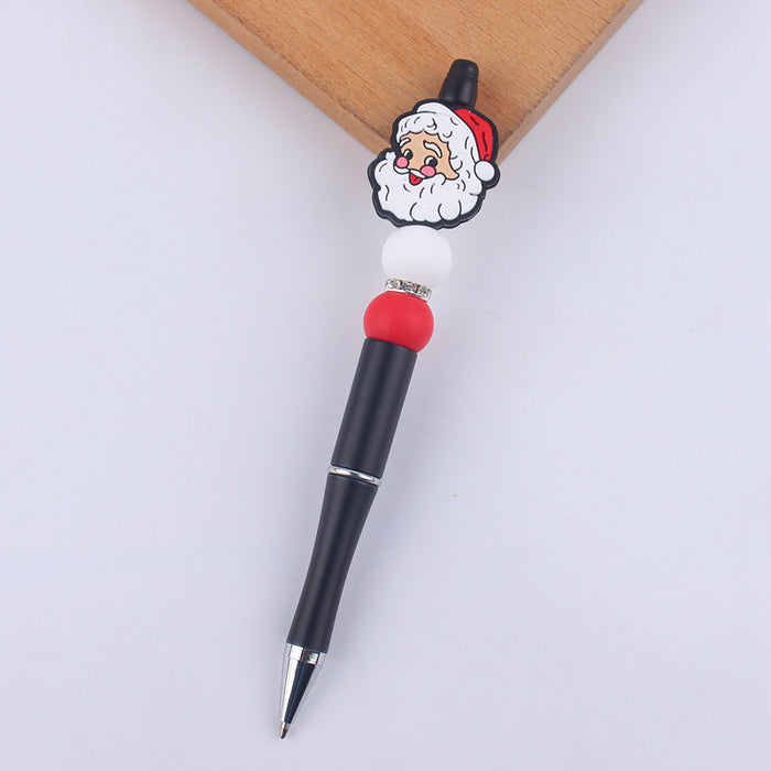 Wholesale Cartoon Christmas Santa Claus Silicone Plastic Bead Pen JDC-PN-GuangTian011