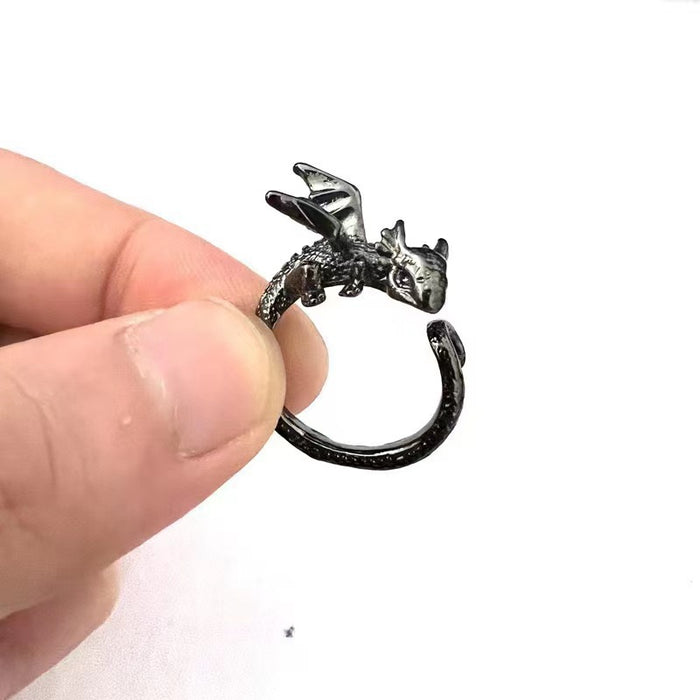 Wholesale Retro personality flying dragon shaped ring, niche design, cute ring, open index finger ring