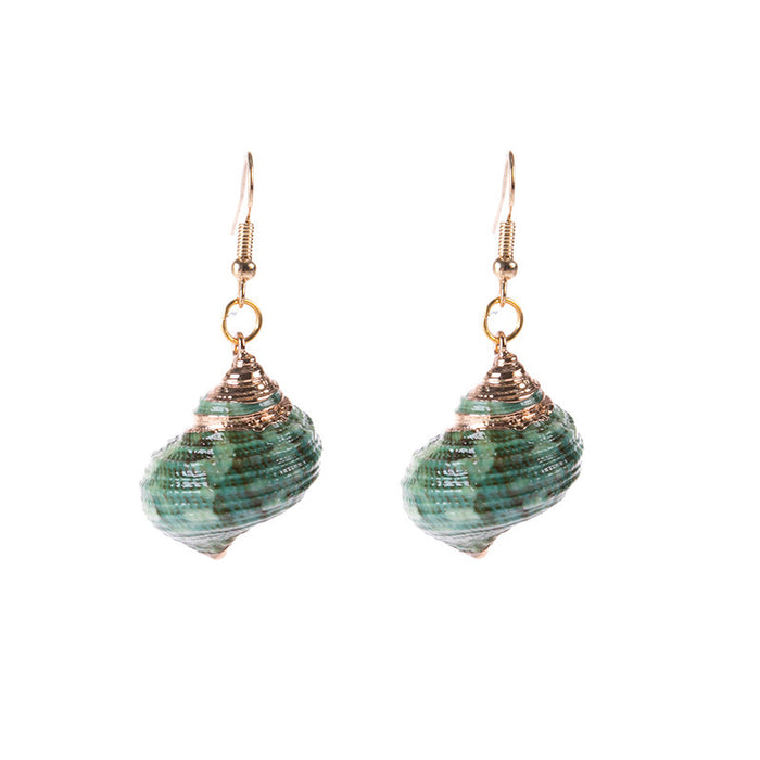 Wholesale Gold-rimmed Ocean-style Conch and Seashell Earrings JDC-ES-SaIP111