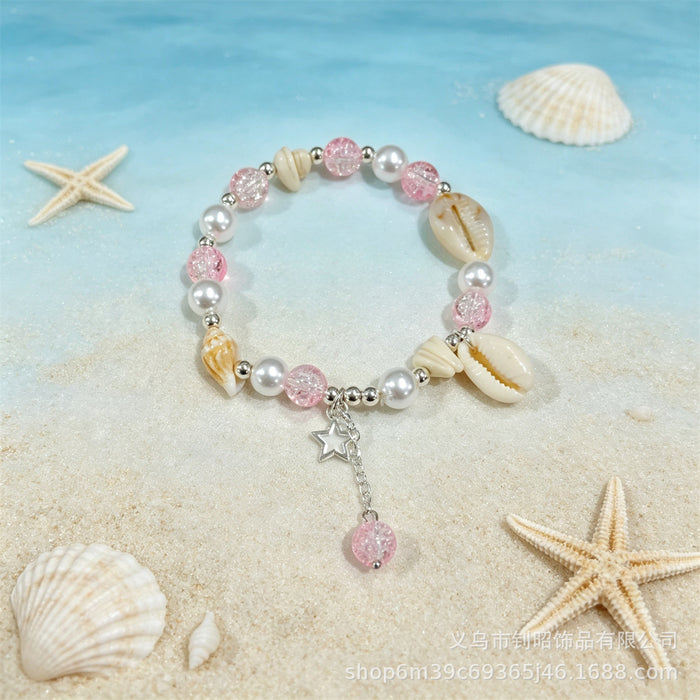 Wholesale Seaside Vacation Starfish Beaded Bracelet Glass Glazed Jewelry Gift
