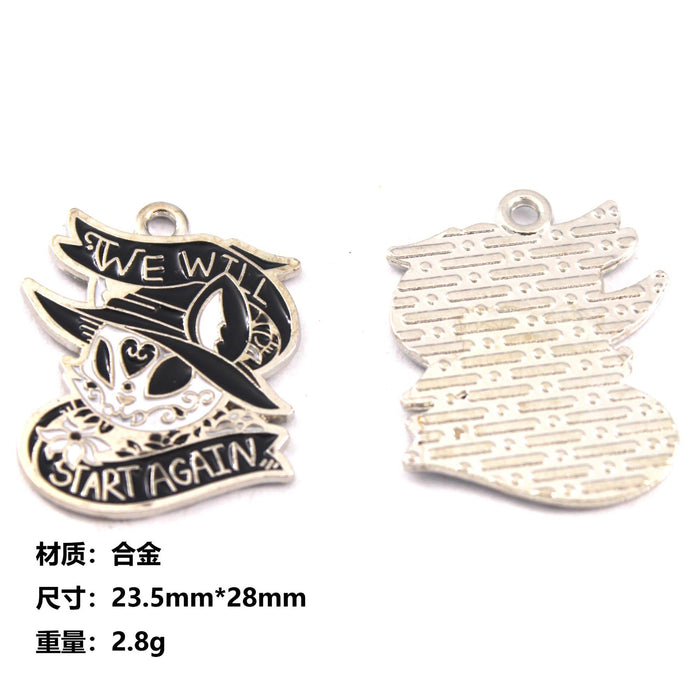 Wholesale 10pcs Cute Black Cat Dagger Alloy Oil Dropping Funny Jewelry Pendant Keychain Pendant Accessories