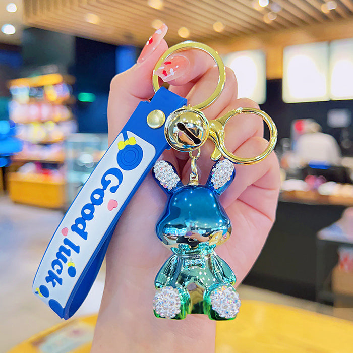 Al por mayor electroplation Sitting Diamond Rabbit Keychain JDC-KC-YDAO096