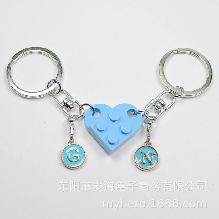 Wholesale Alloy Letter Pendant 2 in 1 Detachable Love Building Block Keychain JDC-KC-Maih003