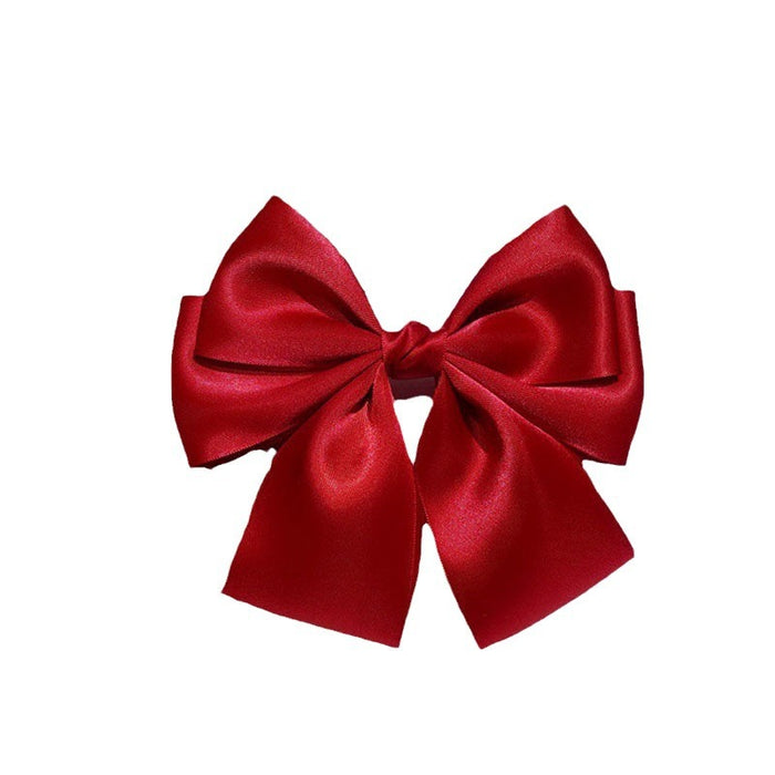 Wholesale Handmade Three-layer Red Big Bow Duckbill Clip Hair Clip Headwear Pony Tail Hair Tie Women Back of Head