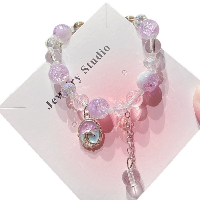 Wholesale Glass Bracelet Unicorn Milk Cap Floral Design for Children Jewelry Gift MOQ≥3