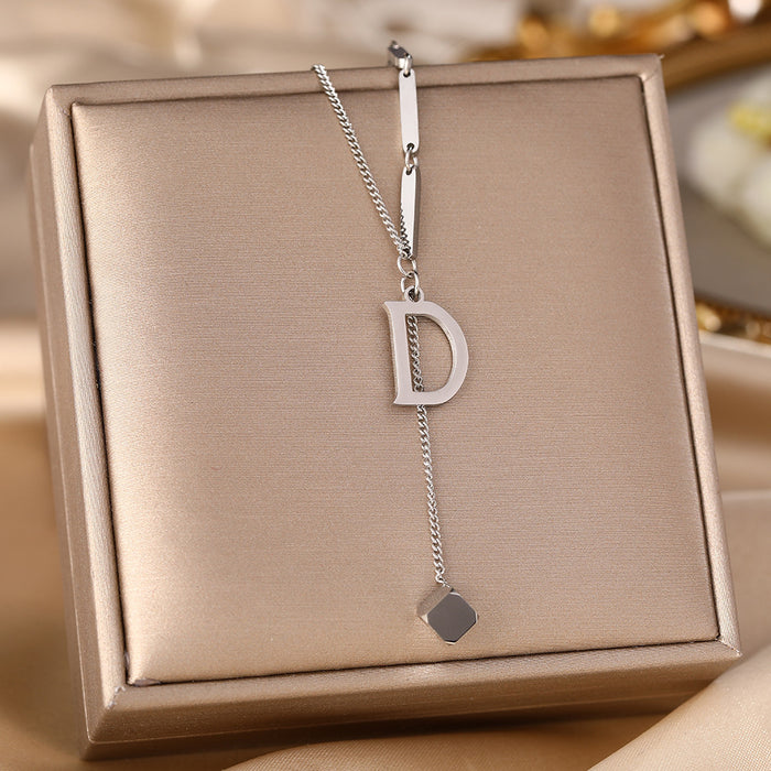 Wholesale Micro-Inlaid Zirconia Silver Titanium Steel Necklace JDC-NE-YinY001