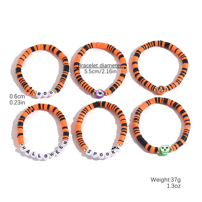 Wholesale Bracelet suit Beads Orange Pumpkin Skull Pendant Halloween Bracelet